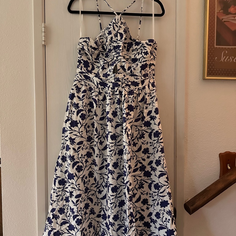 Free Assembly Floral Blue and White Women's Dress
